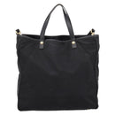 PRADA Hand Bag Nylon 2way Black Gold Tone Auth 202114-2