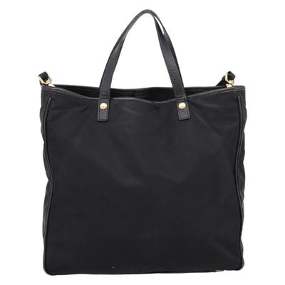 PRADA Hand Bag Nylon 2way Black Gold Tone Auth 202114 - 0