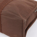 HERMES Her Line MM Hand Bag Canvas Brown Silver Auth 202116-10