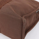 HERMES Her Line MM Hand Bag Canvas Brown Silver Auth 202116-12