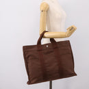 HERMES Her Line MM Hand Bag Canvas Brown Silver Auth 202116-20