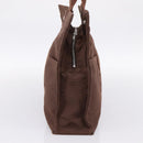 HERMES Her Line MM Hand Bag Canvas Brown Silver Auth 202116-4