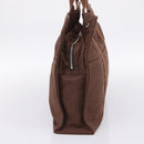 HERMES Her Line MM Hand Bag Canvas Brown Silver Auth 202116-5