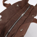 HERMES Her Line MM Hand Bag Canvas Brown Silver Auth 202116-6