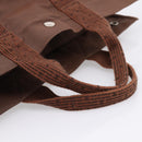 HERMES Her Line MM Hand Bag Canvas Brown Silver Auth 202116-7