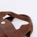 HERMES Her Line MM Hand Bag Canvas Brown Silver Auth 202116-8