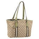 GUCCI GG Canvas Tote Bag Beige Gold Tone 137396 Auth 202117-1
