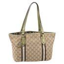 GUCCI GG Canvas Tote Bag Beige Gold Tone 137396 Auth 202117-2