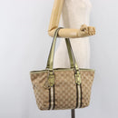 GUCCI GG Canvas Tote Bag Beige Gold Tone 137396 Auth 202117-22