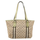 GUCCI GG Canvas Tote Bag Beige Gold Tone 137396 Auth 202117-3