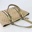 GUCCI GG Canvas Tote Bag Beige Gold Tone 137396 Auth 202117-6