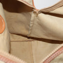 CELINE Macadam Boston Bag PVC Leather Beige Gold Tone Auth 202118-19