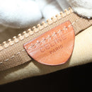CELINE Macadam Boston Bag PVC Leather Beige Gold Tone Auth 202118-21