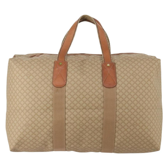 CELINE Macadam Boston Bag PVC Leather Beige Gold Tone Auth 202118