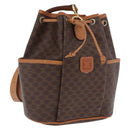 CELINE Macadam Shoulder Bag PVC Leather Brown Gold Tone Auth 202119A-1