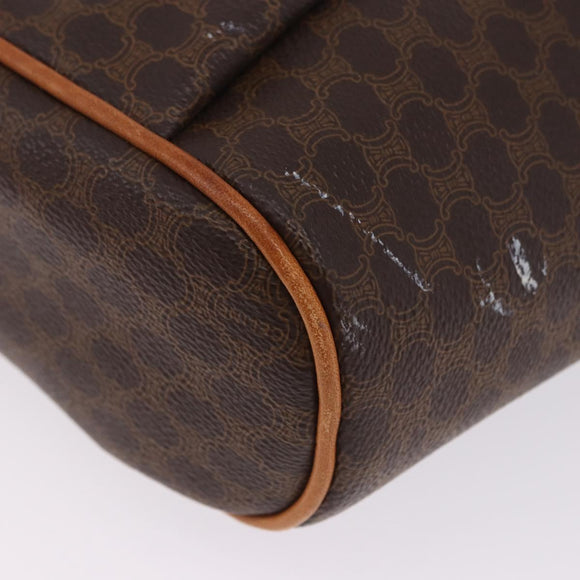 CELINE Macadam Shoulder Bag PVC Leather Brown Gold Tone Auth 202119A