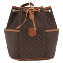 CELINE Macadam Shoulder Bag PVC Leather Brown Gold Tone Auth 202119A-2