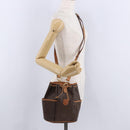 CELINE Macadam Shoulder Bag PVC Leather Brown Gold Tone Auth 202119A-23