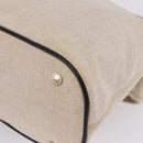 BVLGARI Hand Bag Canvas 2way Beige Gold Tone Auth 202121A-19