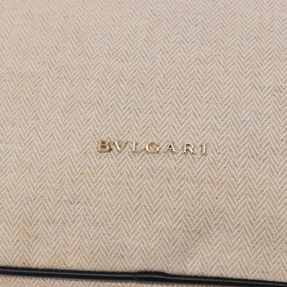 BVLGARI Hand Bag Canvas 2way Beige Gold Tone Auth 202121A