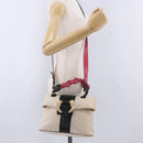 BVLGARI Hand Bag Canvas 2way Beige Gold Tone Auth 202121A-28