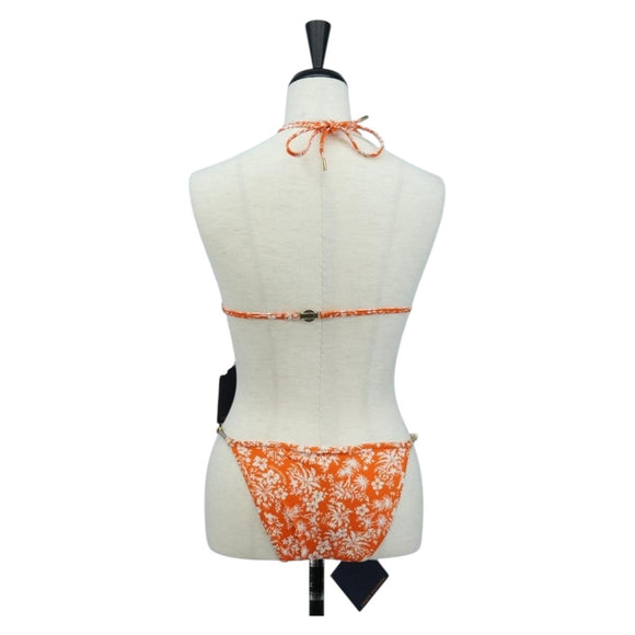 LOUIS VUITTON Swimwear Bikini Polyester Orange White LV Auth 202126M