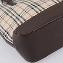 BURBERRY Nova Check Hand Bag Canvas Beige Silver Auth 202135-14