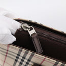 BURBERRY Nova Check Hand Bag Canvas Beige Silver Auth 202135-10