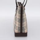 BURBERRY Nova Check Hand Bag Canvas Beige Silver Auth 202135-4