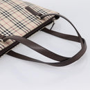 BURBERRY Nova Check Hand Bag Canvas Beige Silver Auth 202135-7
