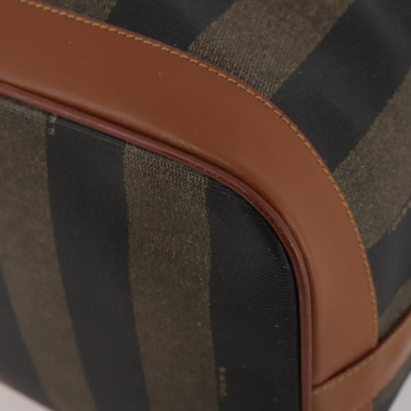 FENDI Pecan Shoulder Bag PVC Leather Brown Gold Tone Auth 202139