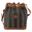 FENDI Pecan Shoulder Bag PVC Leather Brown Gold Tone Auth 202139-2