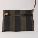 FENDI Pecan Shoulder Bag PVC Leather Brown Gold Tone Auth 202139-21
