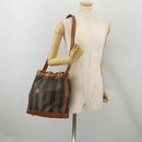 FENDI Pecan Shoulder Bag PVC Leather Brown Gold Tone Auth 202139-25
