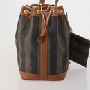 FENDI Pecan Shoulder Bag PVC Leather Brown Gold Tone Auth 202139-5