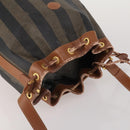 FENDI Pecan Shoulder Bag PVC Leather Brown Gold Tone Auth 202139-6