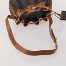 FENDI Pecan Shoulder Bag PVC Leather Brown Gold Tone Auth 202139-7
