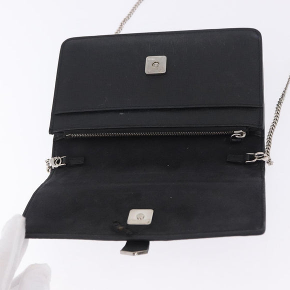 FENDI Chain Shoulder Bag Leather Black Silver 8M0346 Auth 202140