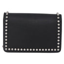 FENDI Chain Shoulder Bag Leather Black Silver 8M0346 Auth 202140-2