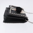 FENDI Chain Shoulder Bag Leather Black Silver 8M0346 Auth 202140-3