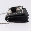 FENDI Chain Shoulder Bag Leather Black Silver 8M0346 Auth 202140-4