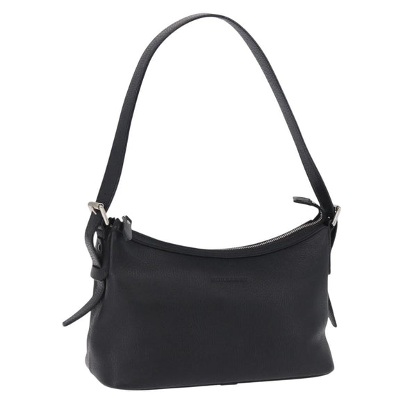 BURBERRY Shoulder Bag Leather Black Silver Auth 202141A