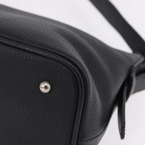 BURBERRY Shoulder Bag Leather Black Silver Auth 202141A