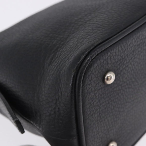 BURBERRY Shoulder Bag Leather Black Silver Auth 202141A