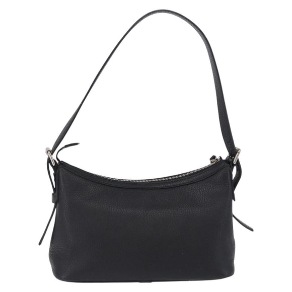 BURBERRY Shoulder Bag Leather Black Silver Auth 202141A