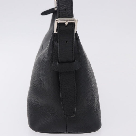 BURBERRY Shoulder Bag Leather Black Silver Auth 202141A