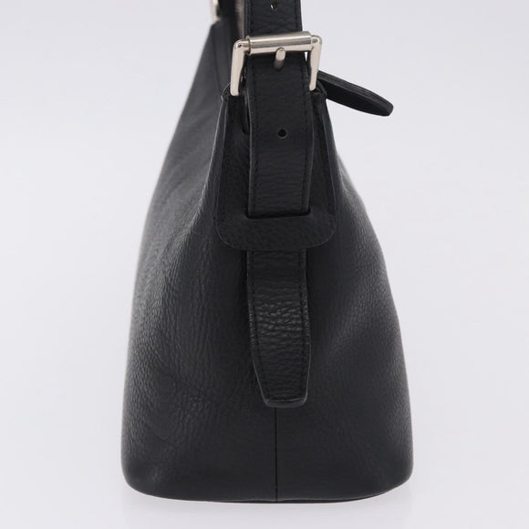 BURBERRY Shoulder Bag Leather Black Silver Auth 202141A