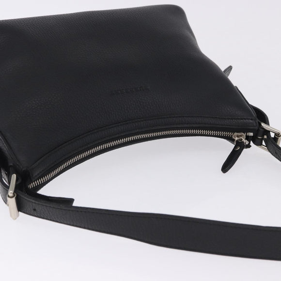 BURBERRY Shoulder Bag Leather Black Silver Auth 202141A