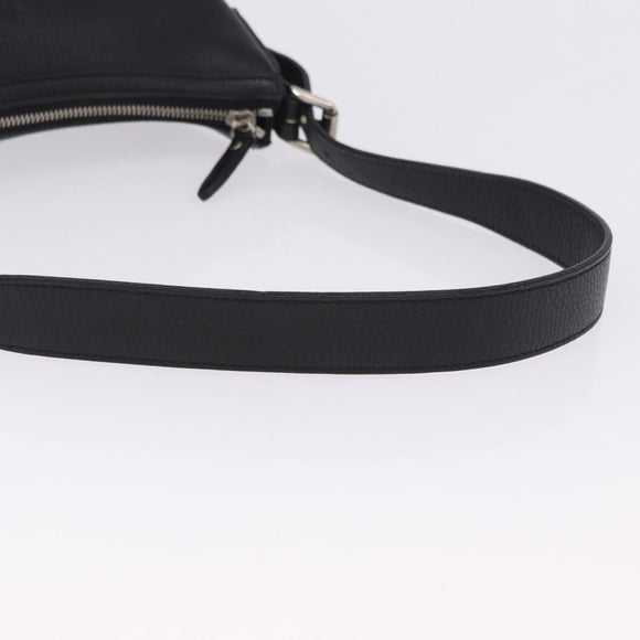 BURBERRY Shoulder Bag Leather Black Silver Auth 202141A