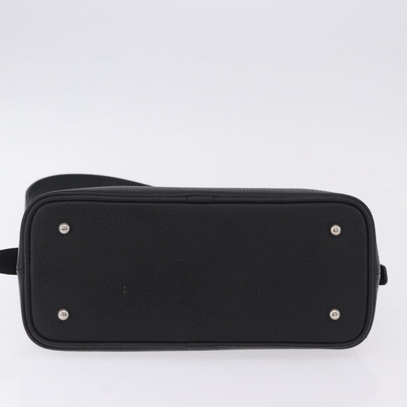 BURBERRY Shoulder Bag Leather Black Silver Auth 202141A